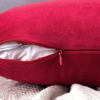 MIULEE Pack of 2 Velvet Pillow Covers Decorative Square Pillowcase Soft Solid Cushion Case Home Decor for Couch Sofa Bedroom Car 16x16 Inch Red