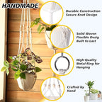SATINIOR 12 Pcs Macrame Plant Hangers Handmade Boho Hanging Planters 12 Different Tiered Designs with 12 Hooks for Flower Pots Indoor Outdoor Decorative Wall Hanging Baskets for Home(Boho,White)