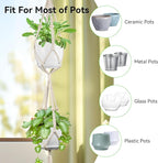 USLAI Macrame Plant Hanger Indoor Outdoor, Fits 4 to 8 Inch Pots, Strong Hanging Planter Holder, Boho Home Decor, 49+72 Inch, Ivory (POTS NOT Included)