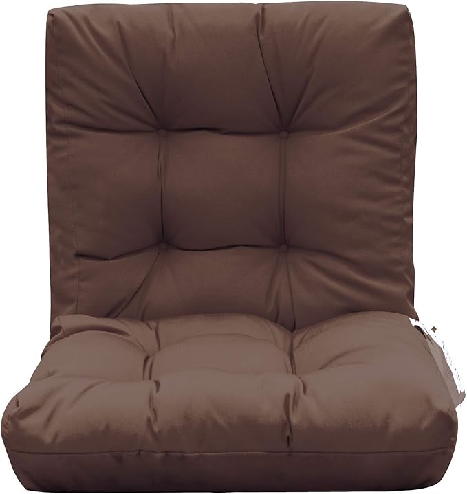 QILLOWAY Outdoor Seat/Back Chair Cushion Tufted Pillow, Spring/Summer Seasonal Replacement Cushions - Pack of 4 (Coffee)