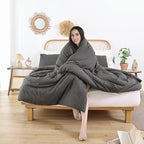 ROSGONIA Oversized King Comforter 120x120, 3pcs Super King Comforter (1 Dark Gray Comforter & 2 Pillowcases) Lightweight Warm Bedding Blanket Quilt