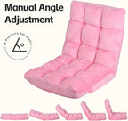 SUPER DEAL 14-Position Folding Floor Chair Gaming Sofa Cushioned Padded Reclining Bed Lounge Couch Seating for Comfy Reading, Reading, Gaming, Relaxing, Watching TV, Pink
