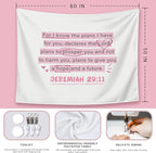 LIANGW Cute Pink Christian Tapestry Aesthetic for Bedroom, Coquette Preppy Room Decor for Women, Dorm Decor for College Girls, Bible Verses Tapestries Wall Hanging 50x60 inche