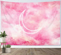 LB Pink Sky Tapestry Fantasy Cute Pink Cloud and Moon Wall Hanging Colorful Aesthetic Nature Landscape Tapestries Wall Blanket for Bedroom Living Room Girl Teen Dorm Party Decor 60x40 Inches