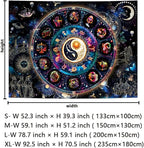 Lahasbja Blacklight Constellation Tapestry UV Reactive Sun and Moon Tapestries Spiritual Zodiac Astrology Tapestry Galaxy Backdrop Mystic Yin Yang Wall Hanging for Bedroom