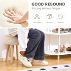 Wimarsbon Pouf Ottoman, 100% Cotton Knitted Boho Footstool, Round Footrest with Non-Skid Wood Legs, Home Décor Handmade Pouffe, Leisure Floor Step Stool for Living Room (High Storage Beige)