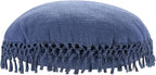 Indigo Ink - Decorative Throw Pillows for Couch or Bed, Boho Home Décor Round Cotton 20" x 20" Pillow with Tassels (Tufted Medallion Collection, Navy Blue)