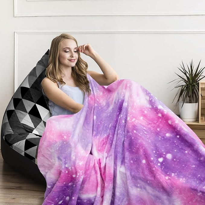 MACEVIA Tie Dye Galaxy Throw Blanket for Couch, Dreamy Purple Starry Sky Blankets and Throws, Cozy Soft Fleece Flannel Plush Blanket for Sofa Bed 260GSM, Suitable for All Seasons (Galaxy, 50"x60")