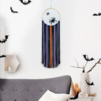 EOBTAIN Halloween Macrame Wall Hanging,Spider Web Dream Catchers,Black Purple and Orange Tassels Pure Cotton Cord Textile Wall Art,Halloween Decorative Woven Tapestry for Home Decor,9.8x32.8 Inch