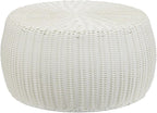 Resin Wicker Storage Stool or Side Table, White