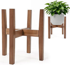 Natural Bamboo Plant Stand Indoor, Adjustable Plant Shelf Indoor Fits 8-12 Inch Pots, Mid Century Modern Decor to Refresh Your Space(Pot & Plant Not Included)