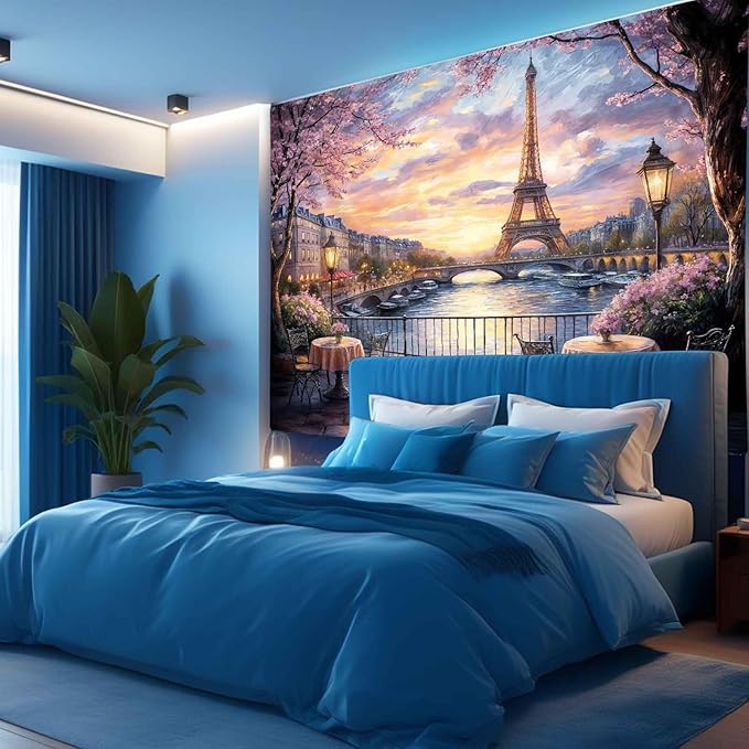 MCKTOM Eiffel Tower Tapestry French Landscape Paris Decor for Bedroom Living Room Dorm 40" X 30" Romantic City Scenery Wall Art Hanging Tapestries Party Decorations