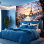 MCKTOM Eiffel Tower Tapestry French Landscape Paris Decor for Bedroom Living Room Dorm 80" X 60" Romantic City Scenery Wall Art Hanging Tapestries Party Decorations