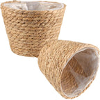 4 Pack 10 in 8.7 in 7 in Seagrass Planter Basket for Indoor Outdoor Plants, Decorative Woven Flower Pot Cover Fits Most Plant Containers