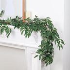 RECUTMS Artificial Willow Leaves Vine Twigs 2Pcs 5.7Ft Fake Hanging Ivy Plants Silk Green Leaf Rattan Garland Greenery Decor for Indoor Outdoor Home Wedding Arch Jungle Beach Birthday Party Garden