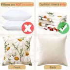 Embroidered Throw Pillow Covers Boho Farmhouse Daisy Tufted Pillow Covers Floral Decorative Couch PillowCases 20x20 Cottagecore Square Cushion Cover Set of 2 for Living Room Couch Sofa Bed Home Decor