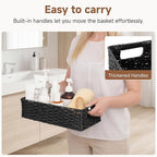 StorageWorks Small Wicker Toilet Basket Tank Topper with Built-in Handles, Toilet Paper Baskets for Back of Tank, Paper Rope Bathroom Basket Organizer and Storage for Rustic Bathroom Decor, Black