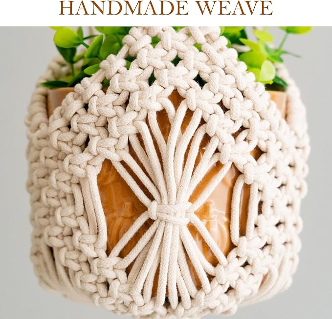5.9 Inch Macrame Plant Hanger - Hanging Planter for Indoor Plants, Boho Decor Hanging Plant Holder with Tassels