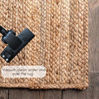 FRELISH DECOR Handwoven Jute Area Rug - 12x15 Feet Natural Yarn - Rustic Vintage Beige Braided Reversible Rectangular Rugs for Bedroom - Kitchen - Living Room - Farmhouse (12' x 15')