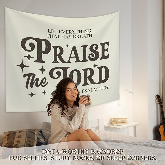 STHTTSW Vintage Christian Bible Wall Tapestry, Christian Wall Art Home Decor, Inspirational Wall Decor Tapestry for Bedroom, Living Room Dining Room Office, Gift for Women, 50x60 Inch