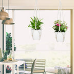 ZMTECH Macrame Plant Hanger for Indoor Plants - 2 Pack 35 Inch Boho Hanging Plant Hanger with Natural Wood Beads, Ivory Home Decor