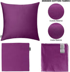 4-Pack 100% Cotton Comfortable Solid Decorative Throw Pillow Case,Thmyo Square Cushion Cover Pillowcase Sublimation Blank Pillow Covers DIY Throw Pillowcase(18x18 inch/ 45x45cm,Dark Reddish Purple)