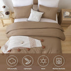 ROSGONIA Oversized King Comforter 120x120, 3pcs Super King Comforter (1 Dark Khaki Comforter & 2 Pillowcases) Lightweight Warm Bedding Blanket Quilt