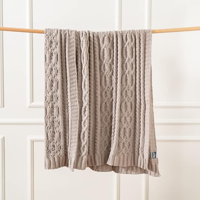 Battilo Light Grey Throw Blanket for Couch, Woven Chenille Knit Throw Blanket Versatile for Chair, 51 x 67 Inch Super Soft Warm Decorative Blanket for Bed, Sofa and Living Room