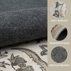 5×7 Washable Large Area Rugs for Living Room, Floral Soft Rug Non Slip Stain Resistant Carpet for Bedroom Dining Room Kitchen Farmhouse Home Decor，Beige Multi 061