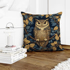 YOU FOUND ME William Morris Abstract Vintage Floral Velvet Owl Design Throw Pillow Covers Home Decor, Retro Art Decor Pillowcase Cushion Cover for Bed Sofa Living Room, Square 18x18inch (Owl)