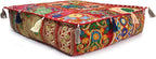 Mam Treasures Indian Bohemian Decorative Pillow Vintage Cushion Cover Patchwork Square Floor Pillow Cover Meditation Cushion Large Floor Pillow Indian Cushion (Red, 18 X 18 X 5 Inch)