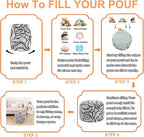 Asuprui Fluffy Flower Pouf Ottoman Cover Only – 20"x14" Round Plush Fuzzy Pouf Shell for Footrest, Stool or Floor Seat, Soft Removable Home Decor (No Insert Included) (Cream)