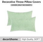 decorUhome Chenille Sage Green Spring Throw Pillow Covers 12x20 Inch Set of 2, Decorative Soft Couch Pillow Covers Solid Dyed Accent Farmhouse Neutral Rectangle Pillow Cases for Sofa