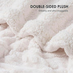EverGrace Classic Cable Jacquard Sherpa Fleece Throw Blanket for Couch, Soft Cozy Fuzzy Plush Blankets for All Seasons, Reversible Thick Warm Blanket for Bed, Sofa, Bleach White, 60" x 80"
