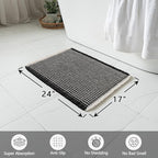 MIULEE Set of 2 Waffle Bathroom Rugs, Boho Bath Rugs Non Slip Washable, Super Absorbent Bath Mats, Ultra Soft Rubber Backed Shower Mats for Bathroom Floor, Tub and Shower, Black & Cream, 17x24 Inch