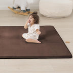 1.3" Thick Baby Floor Play Mat 50x50, Basic Padded Foam Mat for Tummy Time Crawling, Non Slip Cushioned for Babies Toddlers Infants Kids (Brown)