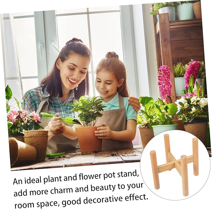 BESPORTBLE 2pcs Wide-use Plant Stand Holder Rustic Design Solid Wood Flower Pot Rack for Boho Office Garden Decor
