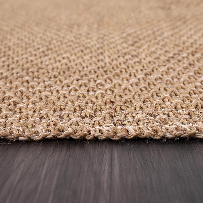 Easy Jute Rug 5x7 Indoor Outdoor Natural Rugs Solid Fiber Rug Woven Area Rug Boho Easy Clean Inside Carpet for Living Room Bedroom Dining Room Hallway or Outdoor Patio Porch (5 X 7 Natural)