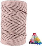 FLIPPED 100% Natural Cotton Macrame Cord,5mm x110 Yards Macrame Cords Colored Cotton Macrame Rope Craft Cord for DIY Crafts Knitting Plant Hangers Christmas Wedding Décor（Pink Gray）