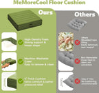 MeMoreCool Square Floor Pillows for Adults Kids, 2 Sets Large Meditation Cushion with 5" Thick Foam and Washable Tufted Cover, 22 Inch Green Seat Floor Cushions for Sitting and Yoga