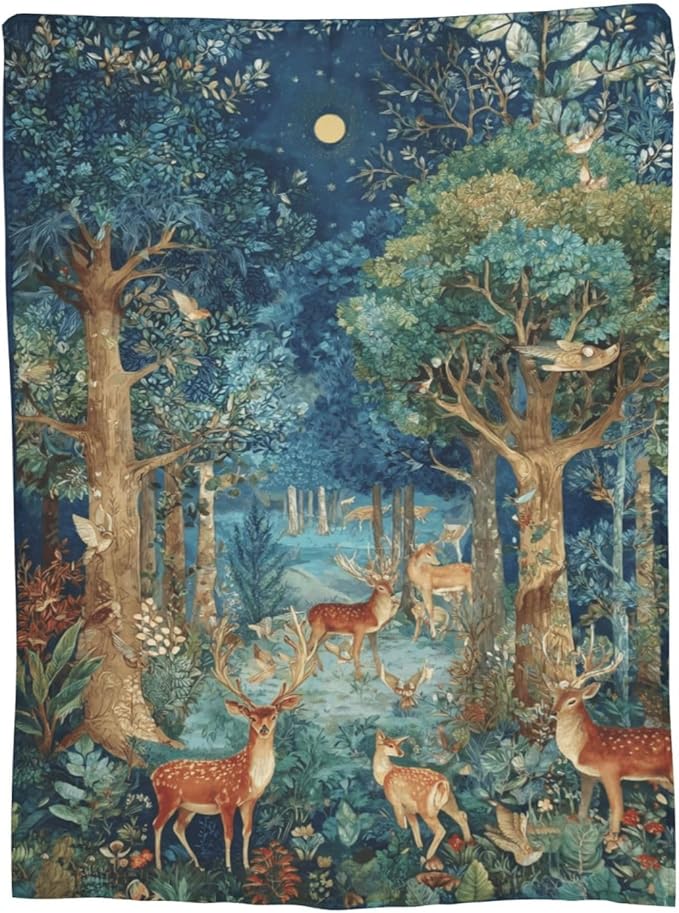 Deer Throw Blanket Soft Flannel Blanket 60"x50" in Bed Blanket Home Decor for Room Sofa Couch All Season