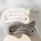 EverGrace Cable Jacquard Sherpa Fleece Throw Blanket for Couch, Super Soft Cozy Fuzzy Plush Blankets for All Seasons, Reversible Thick Warm Blanket for Bed, Sofa, Living Room, Ivory White, 50" x 60"
