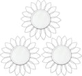 3 Pack Metal Mirrors for Wall Sunburst Wall Mirrors Home Décor Decorative Hanging Wall Art for Living Room Bedroom Entryway (Silver, Flowers)