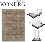 5x7 Washable Area Rug for Living Room Bedroom Vintage Rust Red Soft Low Pile Carpet Traditional Retro Non Slip Throw Rug for Dining Room Entryway Indoor Dorm Kitchen