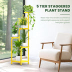TOSKING 5 Tier Tall Plant Stand Indoor Outdoor,Anti-Tip Plant Stand indoor, Wide Base for Pots, Child and Pet Friendly,Heavy Duty Corner Shelf for Plants & Decor, Space Saving ,Tiered Metal Flower Pot Stand for Balcony, Garden, Living Room, Patio (Yell...