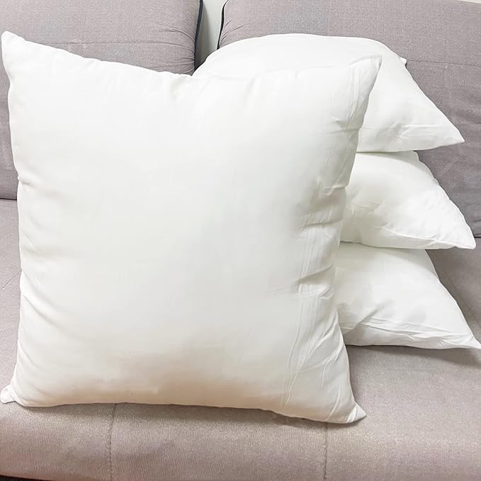 Luxury Pillow Inserts, Pack of 4, 22 x 22 inches Hypoallergenic Ultra Soft White Polyester Microfiber Durable Couch Cushion Fillers