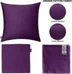 4-Pack 100% Cotton Comfortable Solid Decorative Throw Pillow Case,Thmyo Square Cushion Cover Pillowcase Sublimation Blank Pillow Covers DIY Throw Pillowcase for Couch Sofa(18x18 inch/ 45x45cm,Violet)