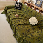 ROOMLIFE Green Sofa Cover, Vintage Boho Couch Cover for 3 Cushion Sofa, Non Slip Soft Chenille Sofa Slipcovers for Dog, Washable Furniture Sofa Protector Cover with Tassel for Living Room, 71''X118”