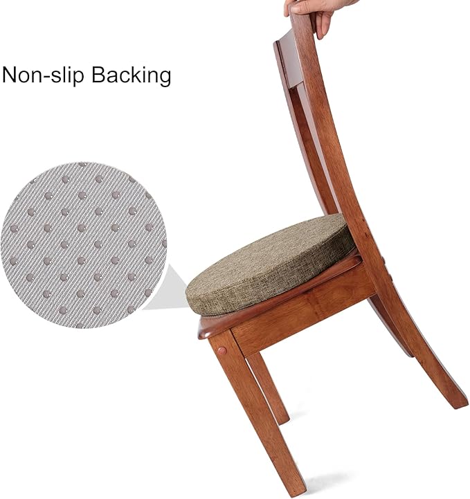 Tromlycs Round Chair Seat Cushion Pad 16 inch for Circle Stool Chairs Non Slip Decorative Foam Cushion Pillow, 1 Piece, 16 x 16 inches, Nature Linen