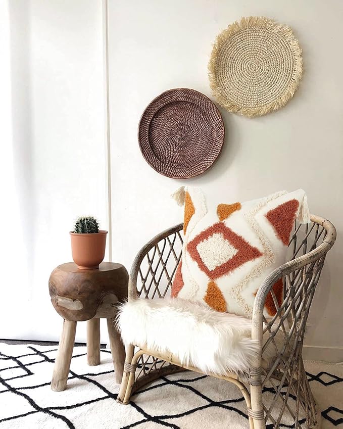 Merrycolor Boho Throw Pillow Covers 20x20 with Tassels, Decorative Pillow Covers Woven Tufted Bohemian Pillow Covers for Couch Sofa Bedroom Living Room